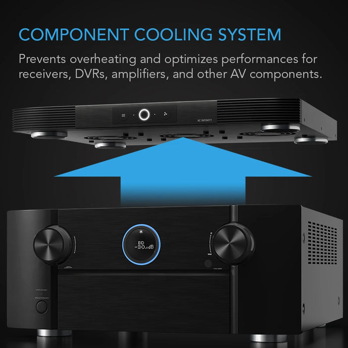 AC Infinity - AIRCOM S8 - AV Receiver Cooling Fan with Thermal Trigger (17" Rear Exhaust)