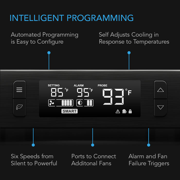 AC Infinity - AIRCOM T8 - AV Receiver Cooling Fan with LCD Temperature Controller (17" Rear Exhaust)