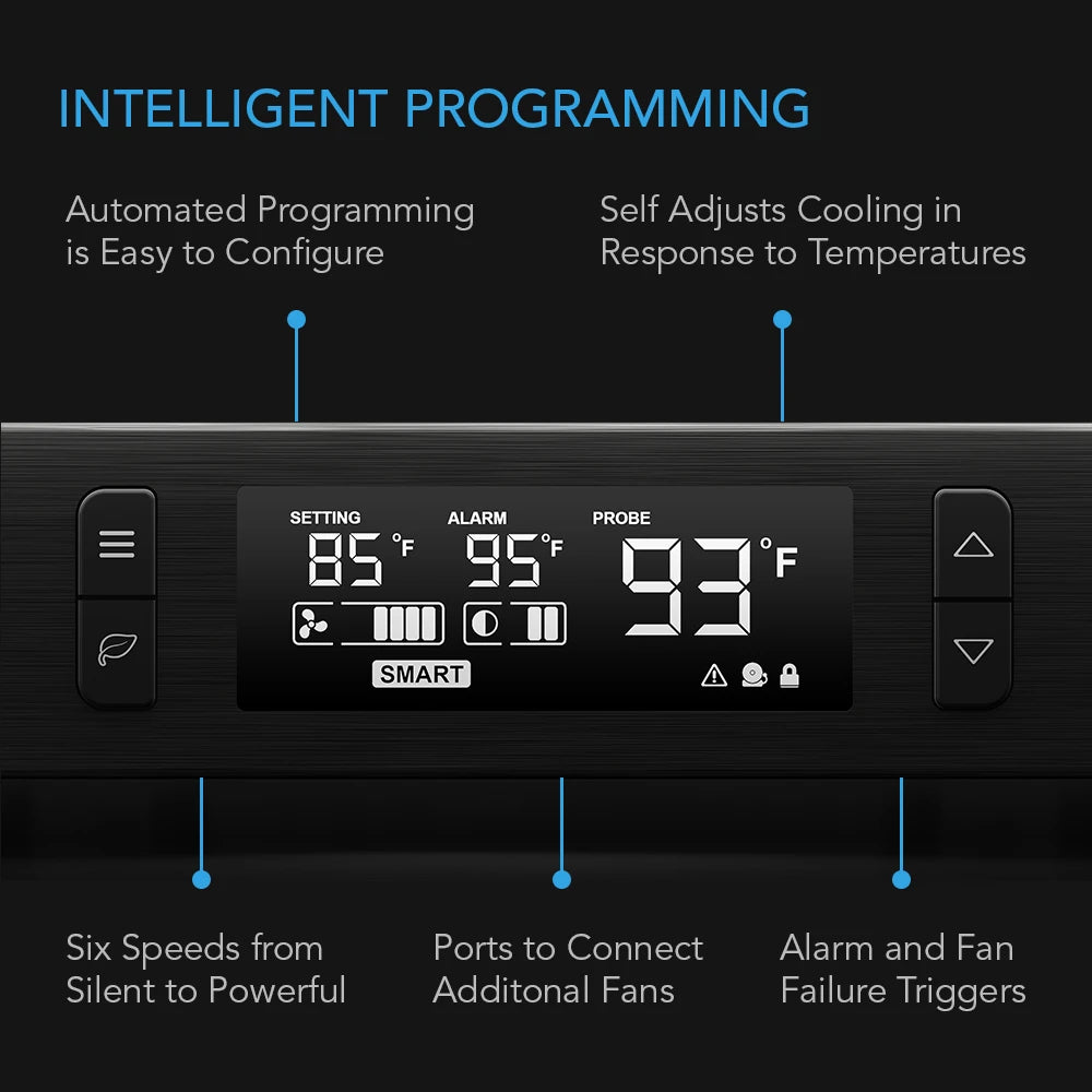 AC Infinity - AIRCOM T9 - AV Receiver Cooling Fan with LCD Temperature Controller (17" Top Exhaust)