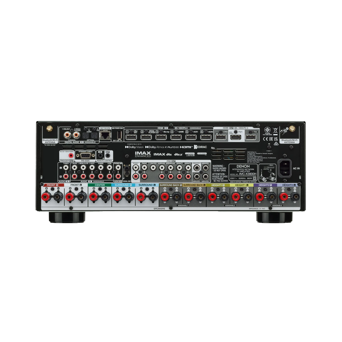 Denon - AVC-X3900H - 9.4 Ch. 105W 4K/8K AV Amplifier with Dolby Atmos, AURO-3D & HEOS
