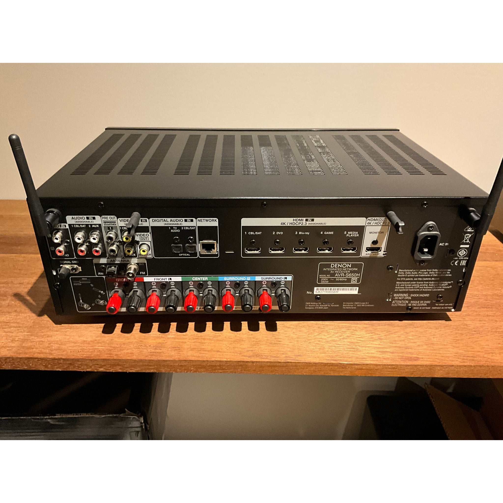 Denon AVR-S650H full sized AV Receiver, Black, Pre loved