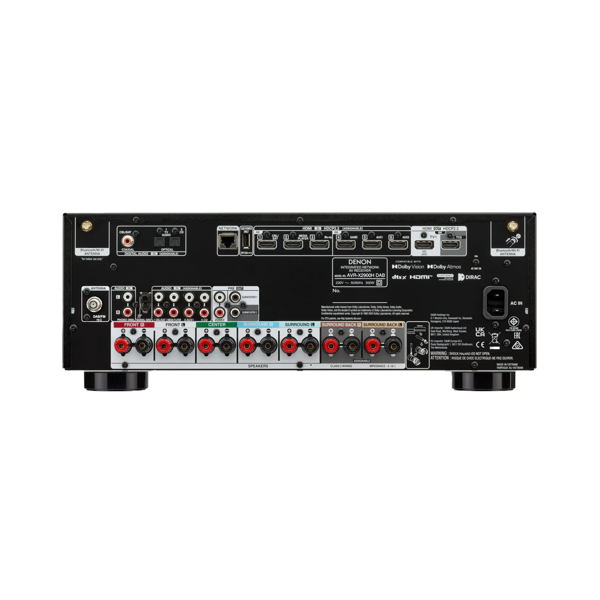 Denon - AVR-X2900H DAB - 7.2 Ch. 95W 4K/8K AV Receiver with Dolby Atmos & HEOS