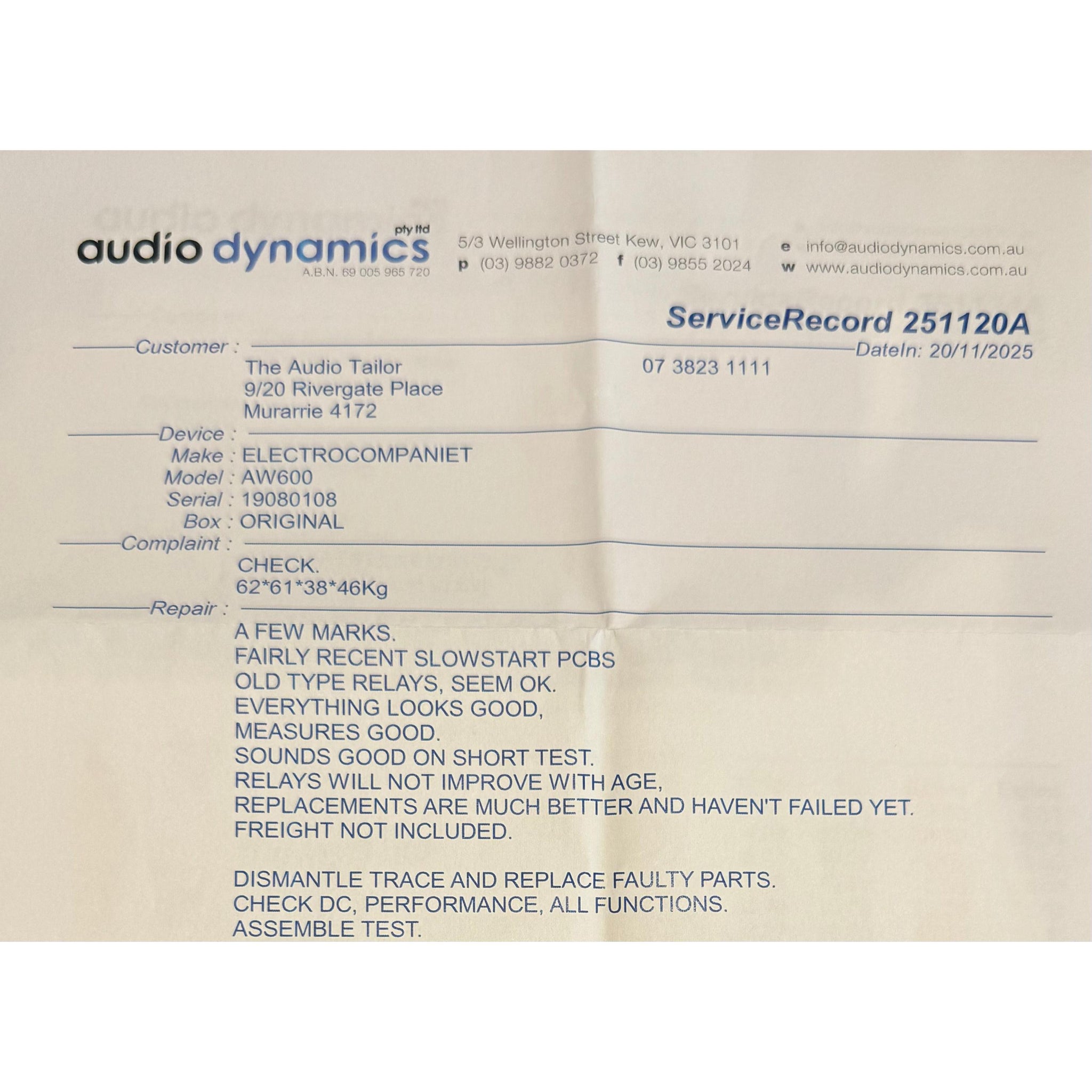 Electro Companiet AW600 Mono Power Amplifier Pair (Restored) - Pre Loved