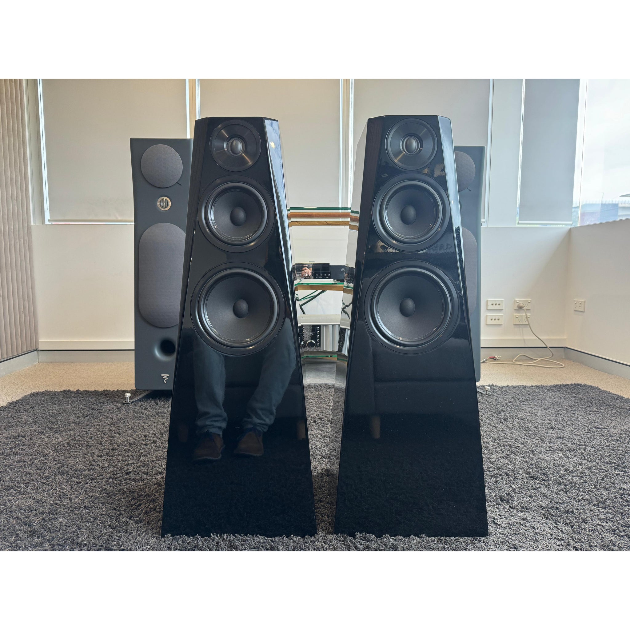 Hand Built hi end Kit style Floorstanding Speakers in Gloss Black - Pre Loved
