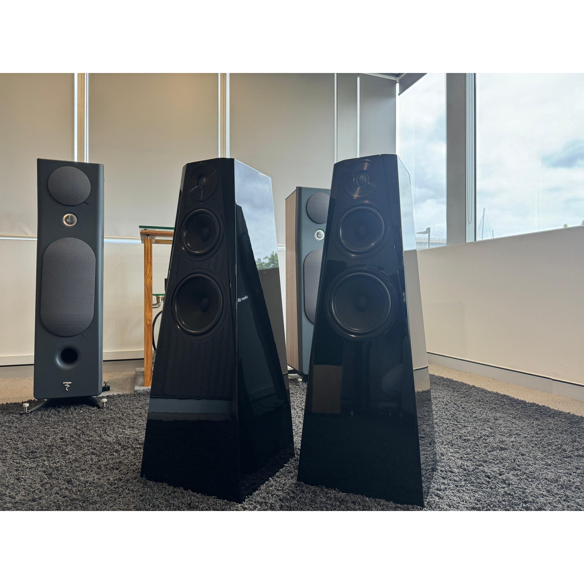 Hand Built hi end Kit style Floorstanding Speakers in Gloss Black - Pre Loved