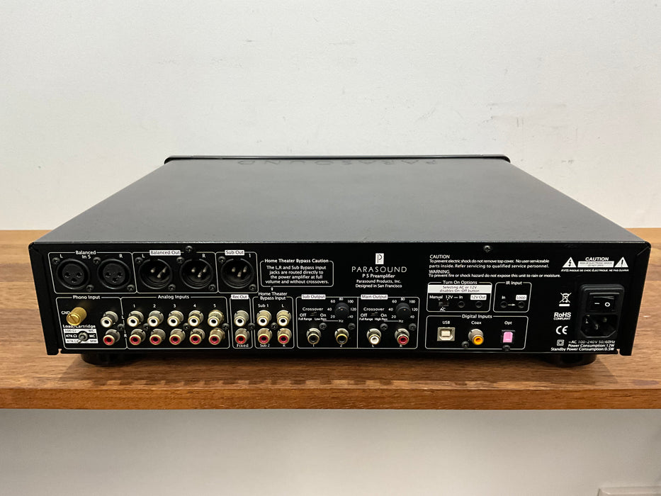 Parasound P5 Stereo Pre Amplifier black, Pre Loved