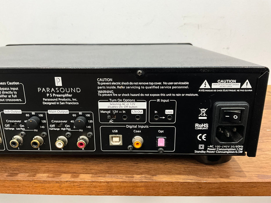 Parasound P5 Stereo Pre Amplifier black, Pre Loved