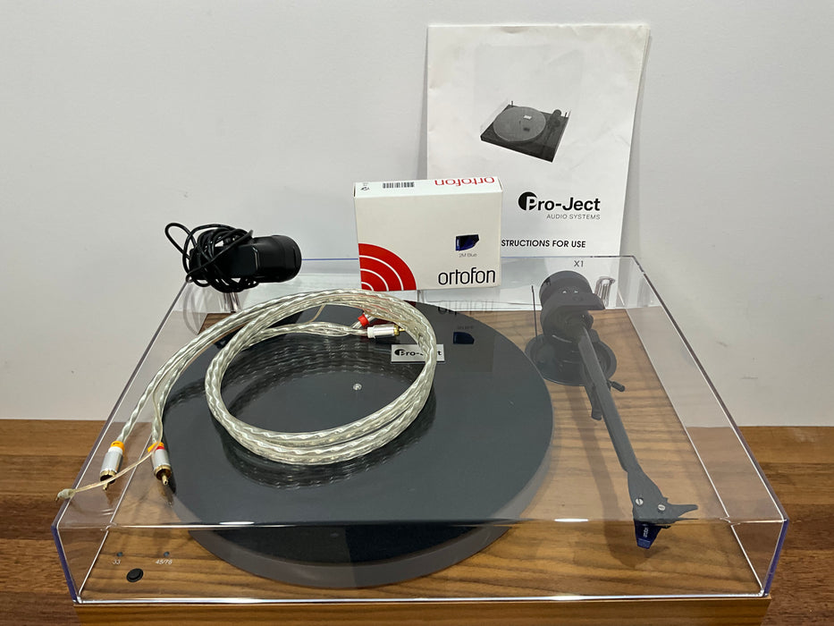 Project Audio X1 Walnut Turntable with 2m Blue Cartridge, Pre Loved