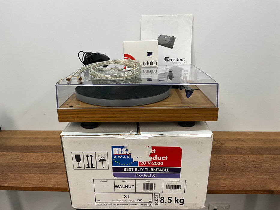 Project Audio X1 Walnut Turntable with 2m Blue Cartridge, Pre Loved