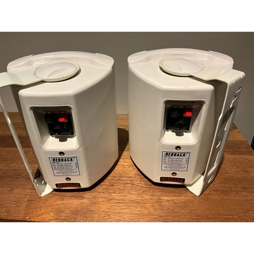Redback C0912 white outdoor speakers with brackets, new old stock.
