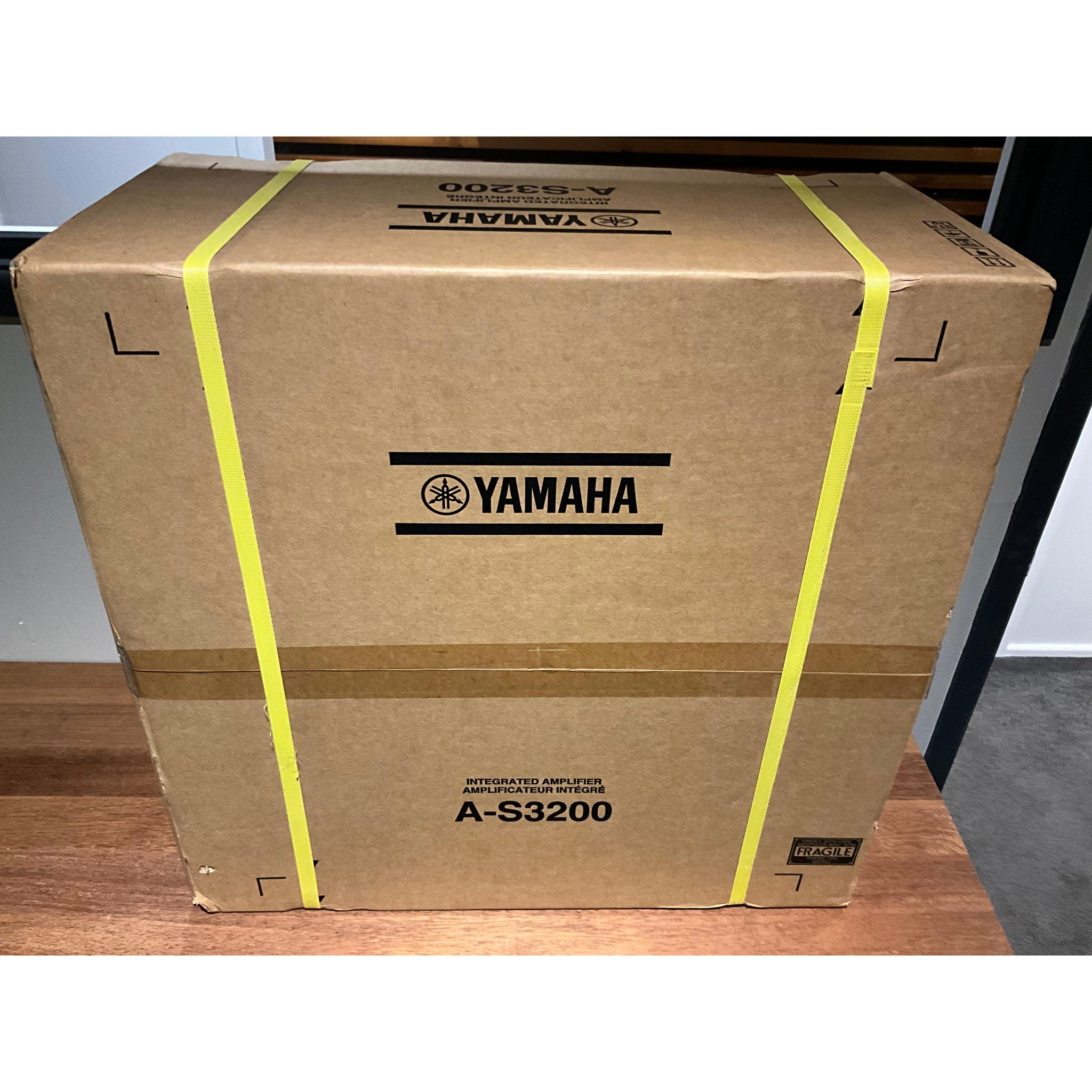 Yamaha A-S3200 Integrated Amplifier, Piano Black, pre owned but never opened, factory sealed